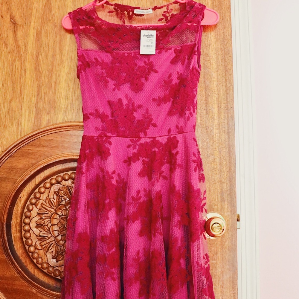 Pink Floral Lace Dress